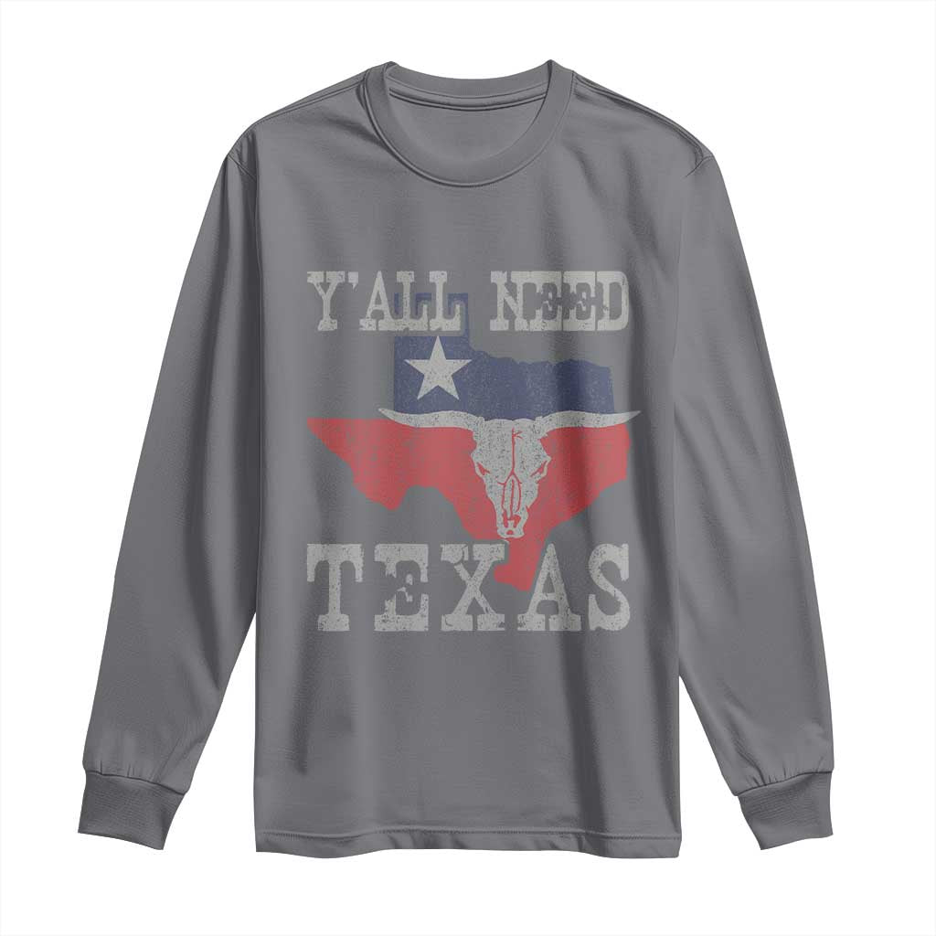 Yall Need Texas Long Sleeve Shirt State Map Vintage - Wonder Print Shop