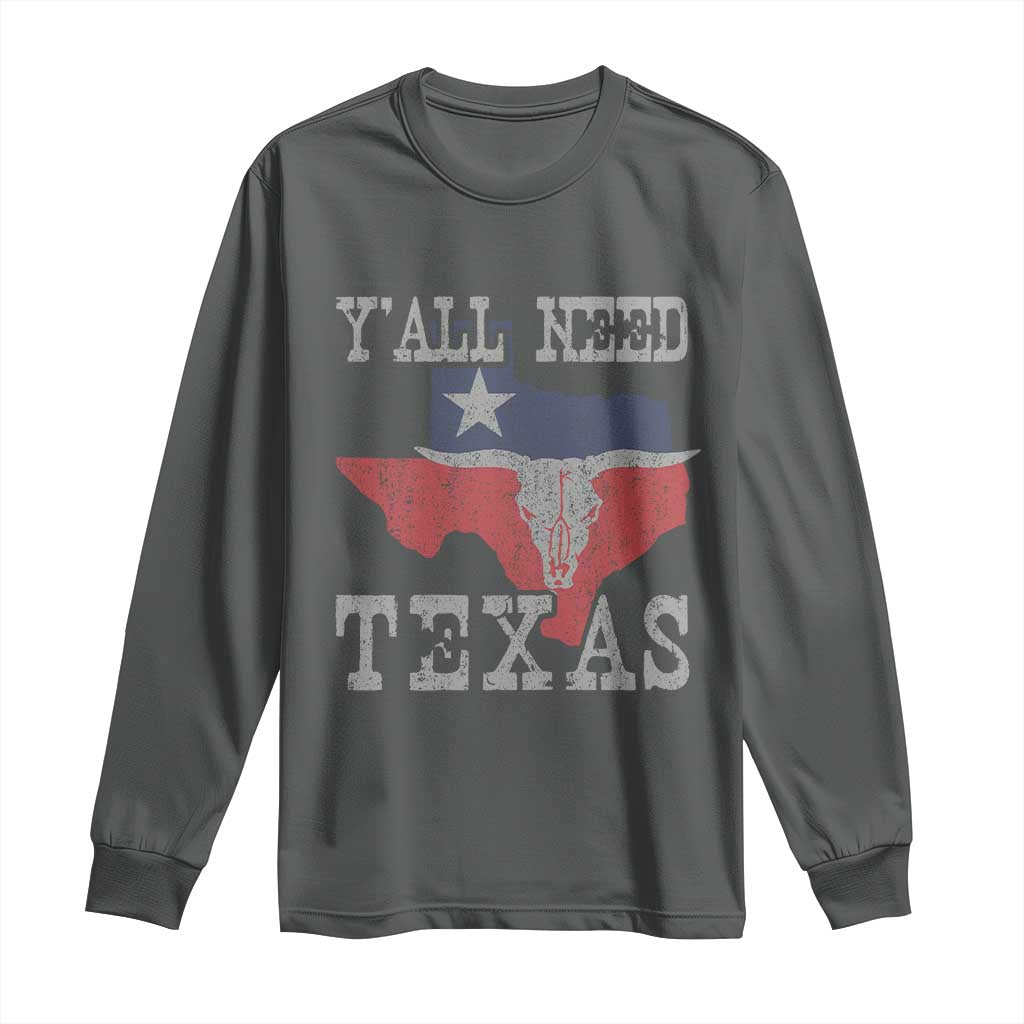 Yall Need Texas Long Sleeve Shirt State Map Vintage - Wonder Print Shop
