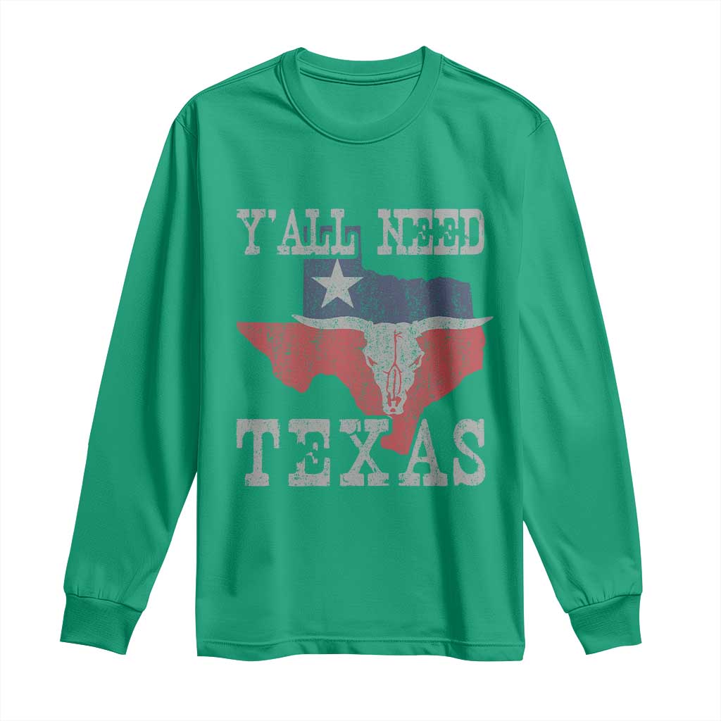 Yall Need Texas Long Sleeve Shirt State Map Vintage - Wonder Print Shop