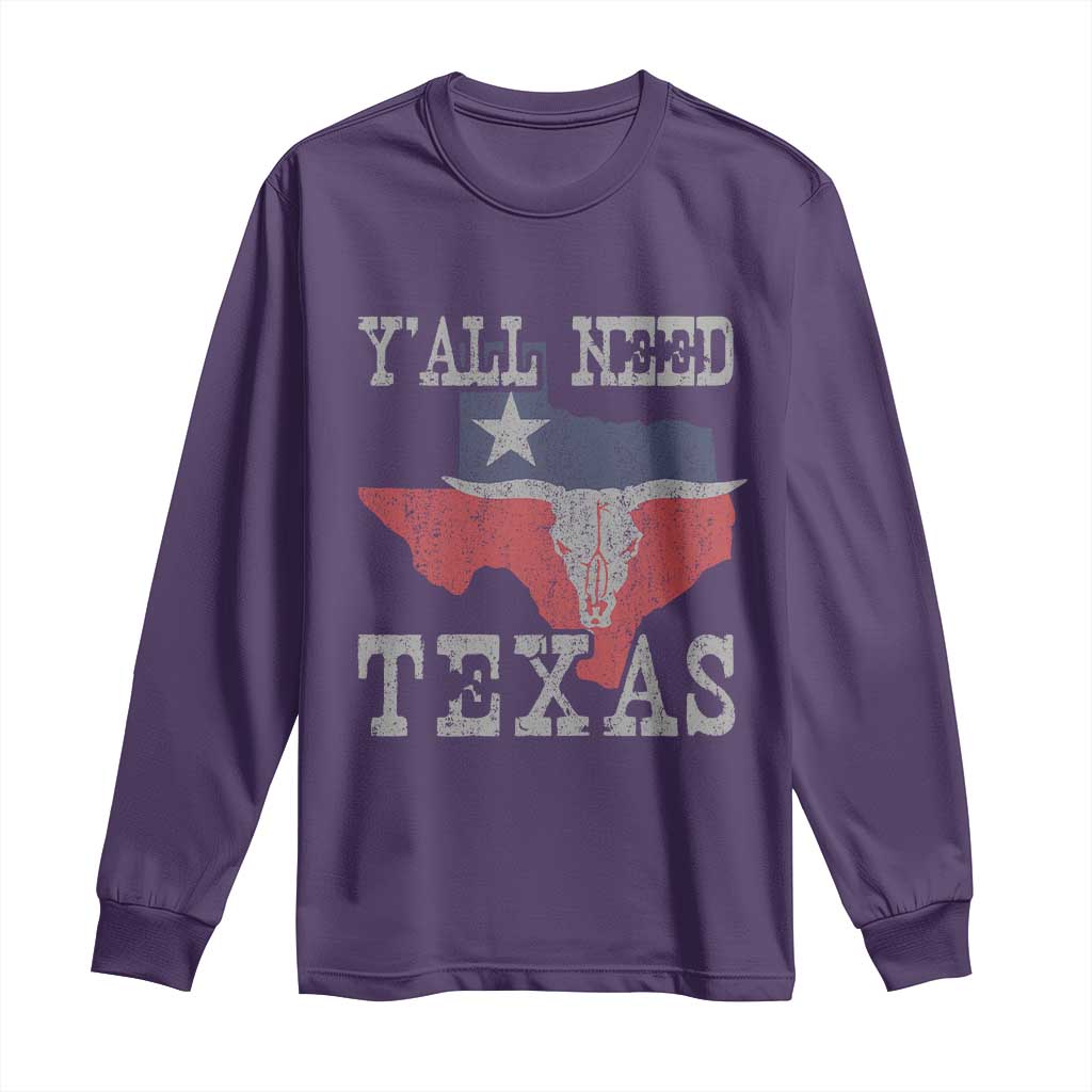 Yall Need Texas Long Sleeve Shirt State Map Vintage - Wonder Print Shop