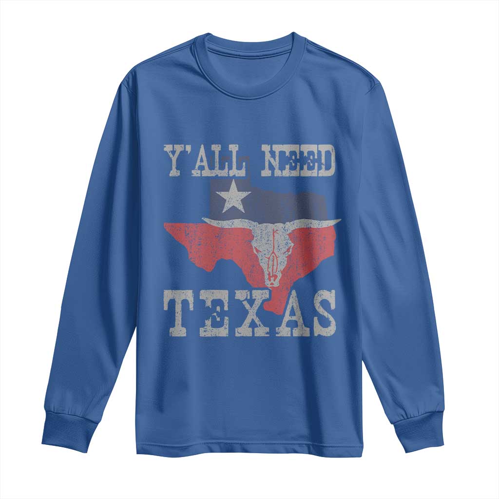 Yall Need Texas Long Sleeve Shirt State Map Vintage - Wonder Print Shop