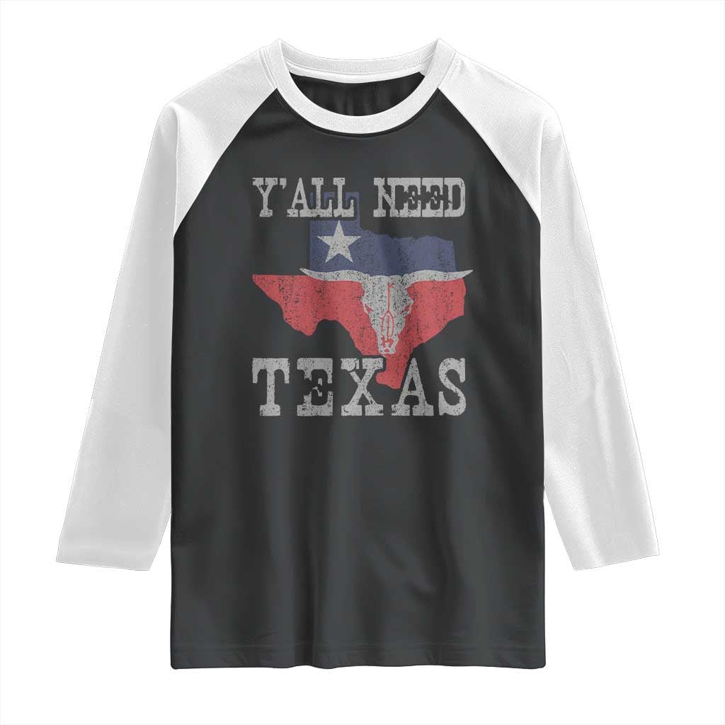 Yall Need Texas Raglan Shirt State Map Vintage - Wonder Print Shop