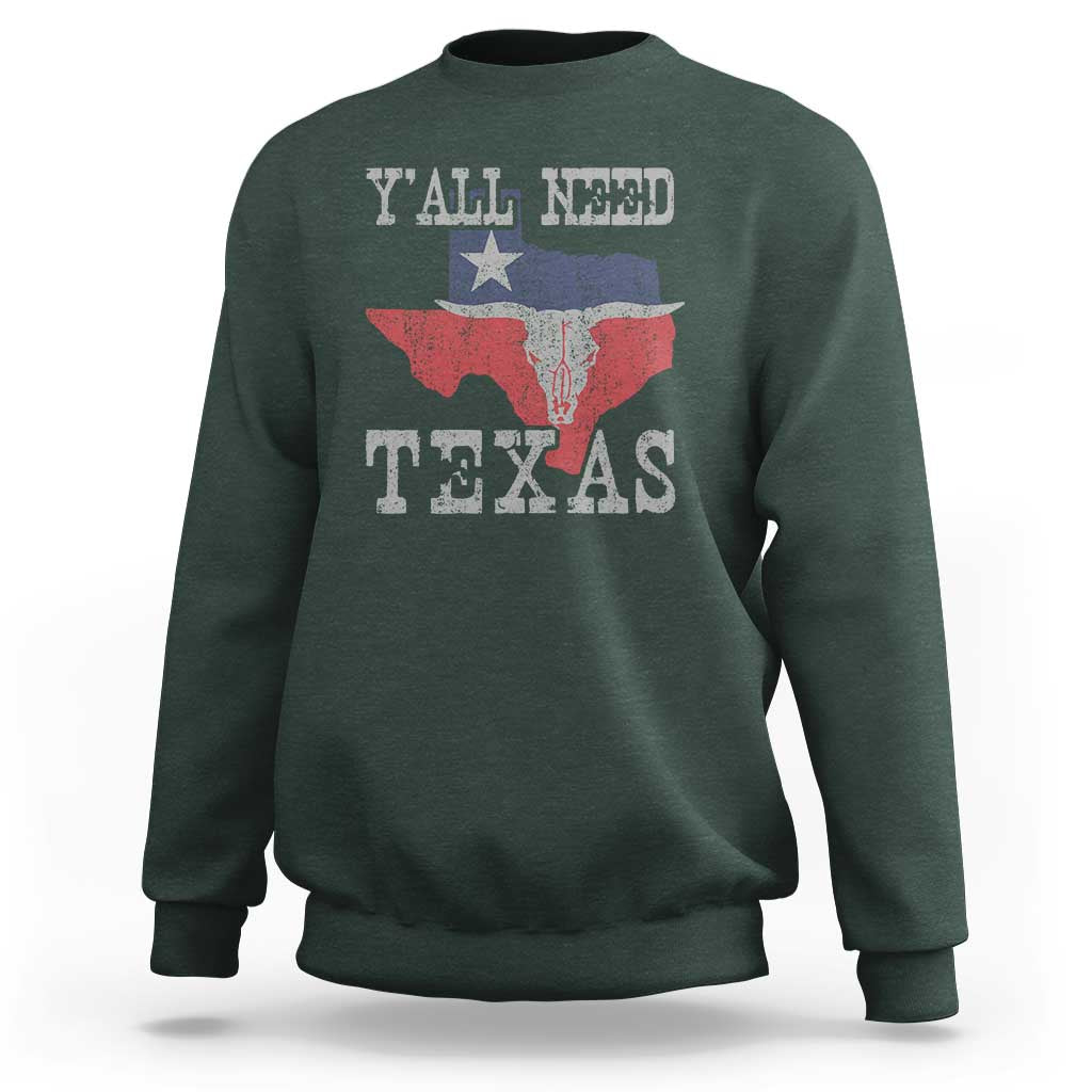 Yall Need Texas Sweatshirt State Map Vintage - Wonder Print Shop