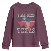 Yall Need Texas Youth Sweatshirt State Map Vintage - Wonder Print Shop