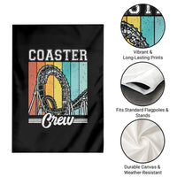 Vintage Rollercoaster Crew Garden Flag Family Roller Coaster Amusement Park