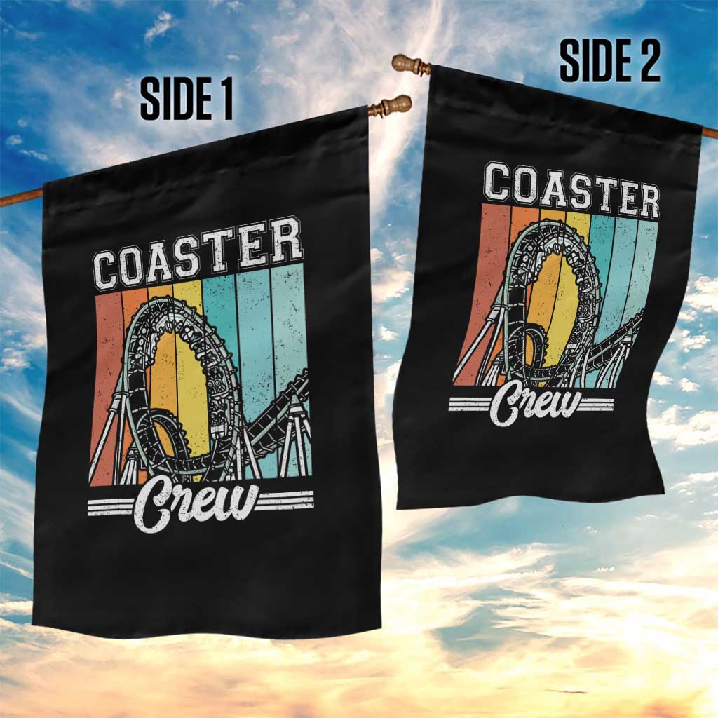 Vintage Rollercoaster Crew Garden Flag Family Roller Coaster Amusement Park