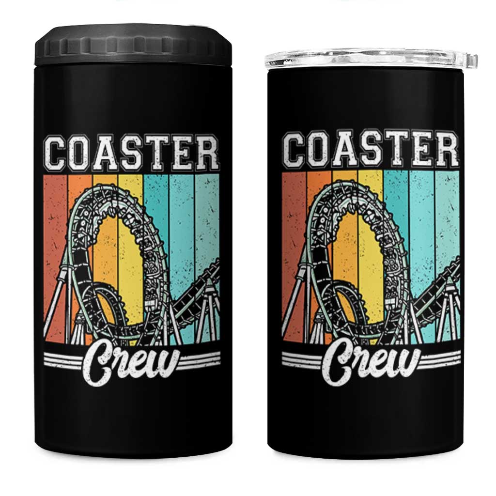 Vintage Rollercoaster Crew 4 in 1 Can Cooler Tumbler Family Roller Coaster Amusement Park