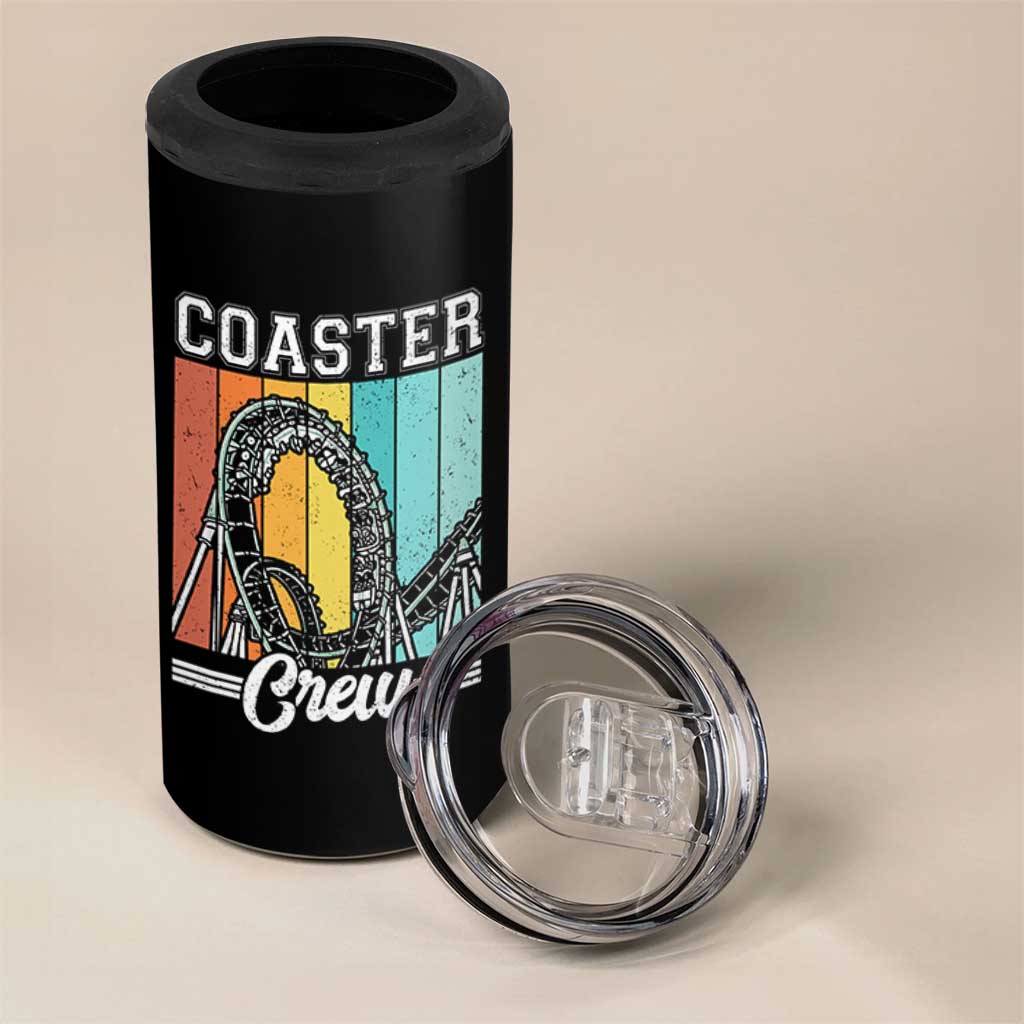 Vintage Rollercoaster Crew 4 in 1 Can Cooler Tumbler Family Roller Coaster Amusement Park