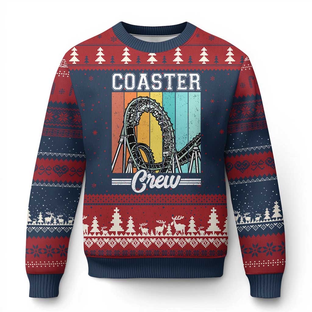 Vintage Rollercoaster Crew Ugly Christmas Sweater Family Roller Coaster Amusement Park