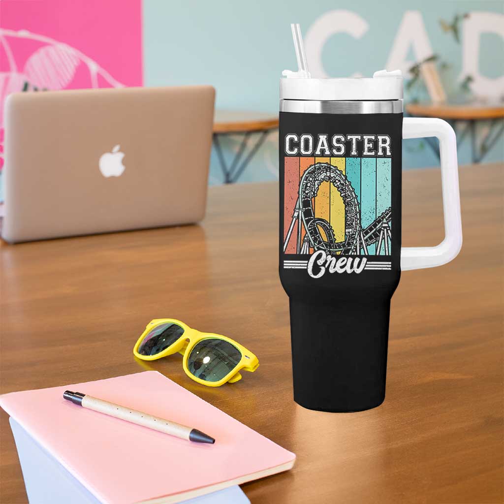 Vintage Rollercoaster Crew Tumbler With Handle Family Roller Coaster Amusement Park