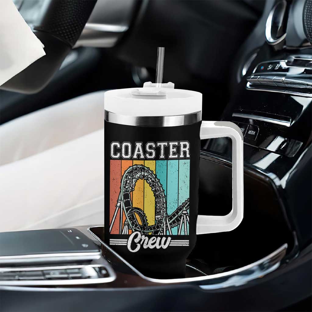 Vintage Rollercoaster Crew Tumbler With Handle Family Roller Coaster Amusement Park