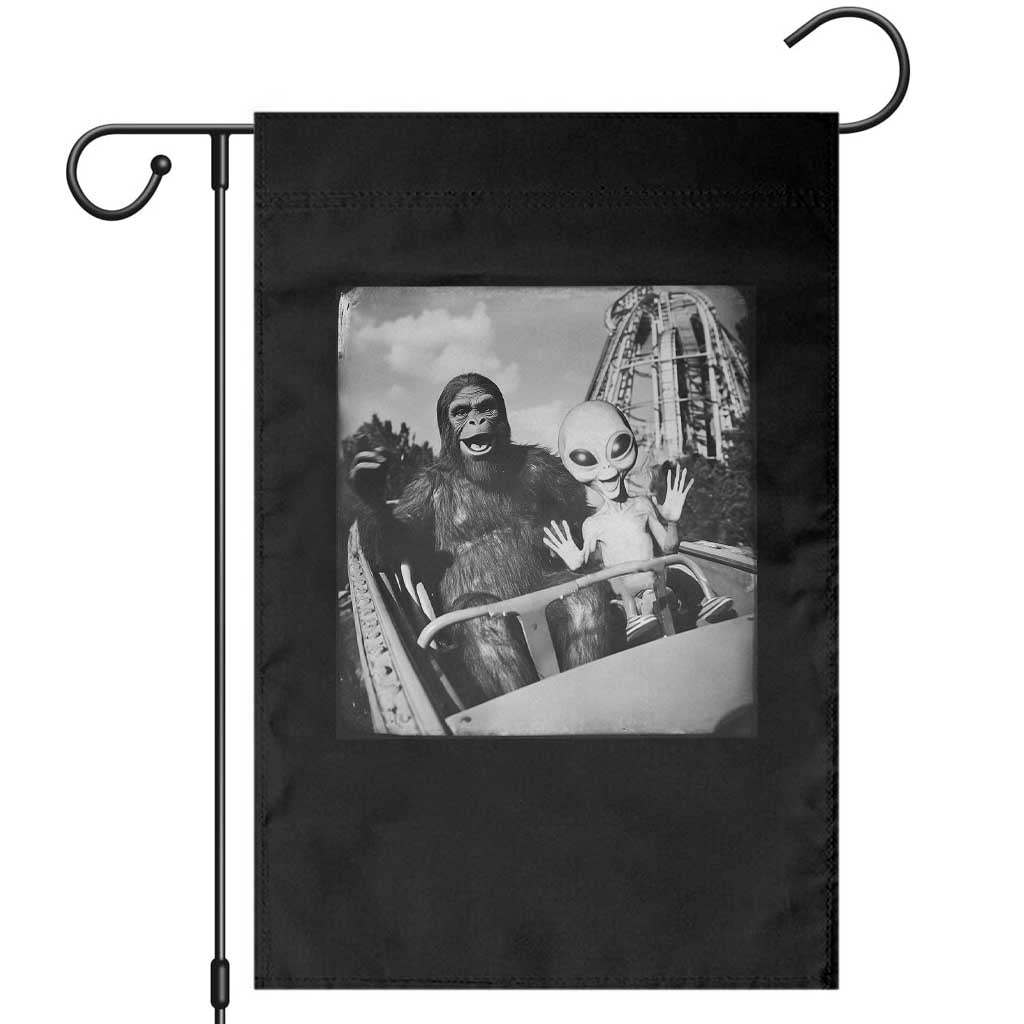Funny Bigfoot Alien Garden Flag Sasquatch UFO Coaster - Wonder Print Shop