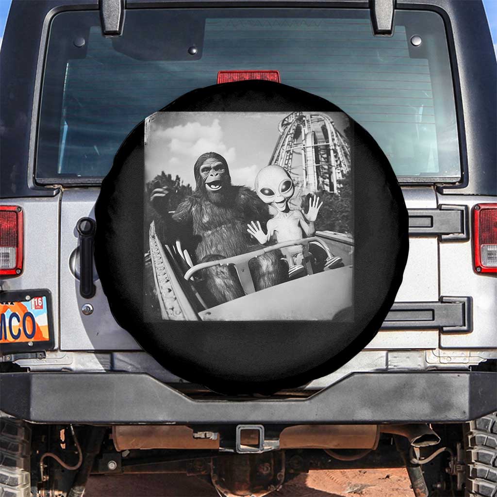 Funny Bigfoot Alien Spare Tire Cover Sasquatch UFO Coaster - Wonder Print Shop