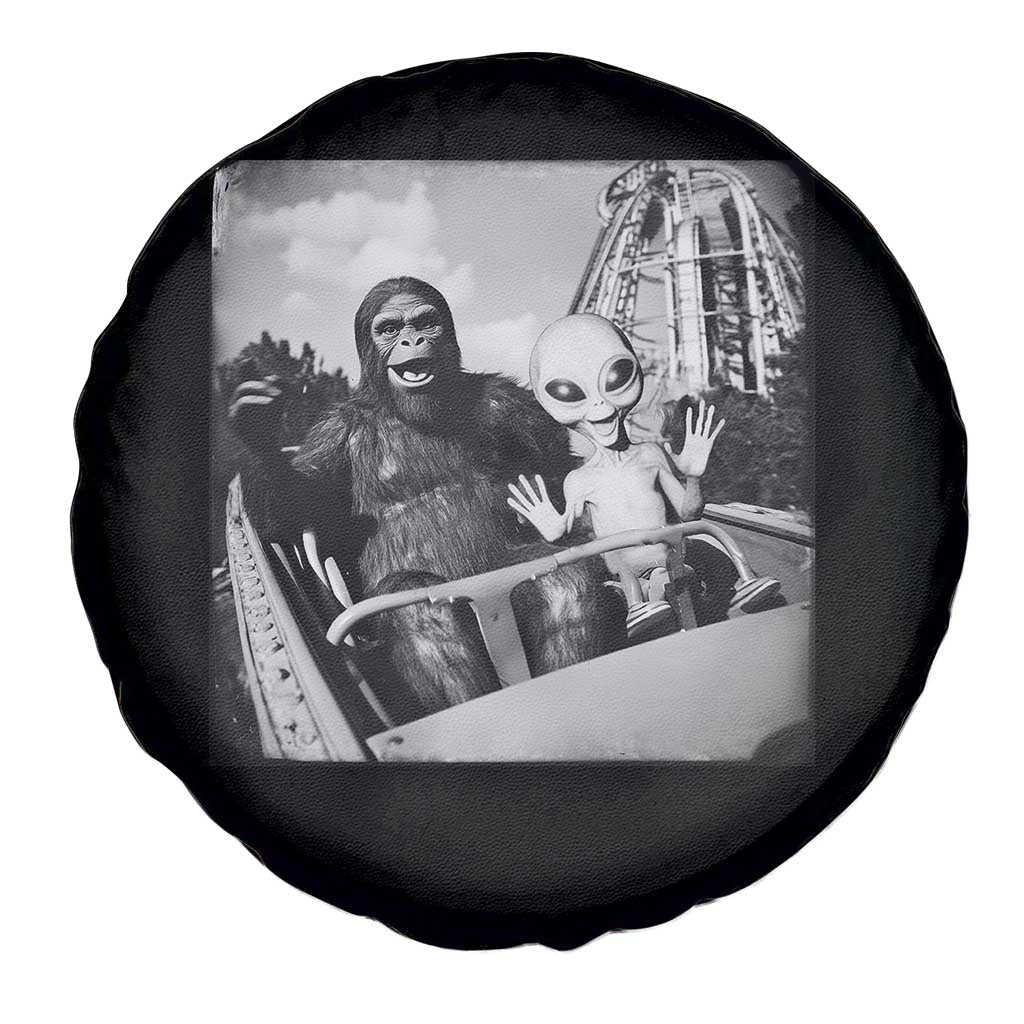 Funny Bigfoot Alien Spare Tire Cover Sasquatch UFO Coaster - Wonder Print Shop