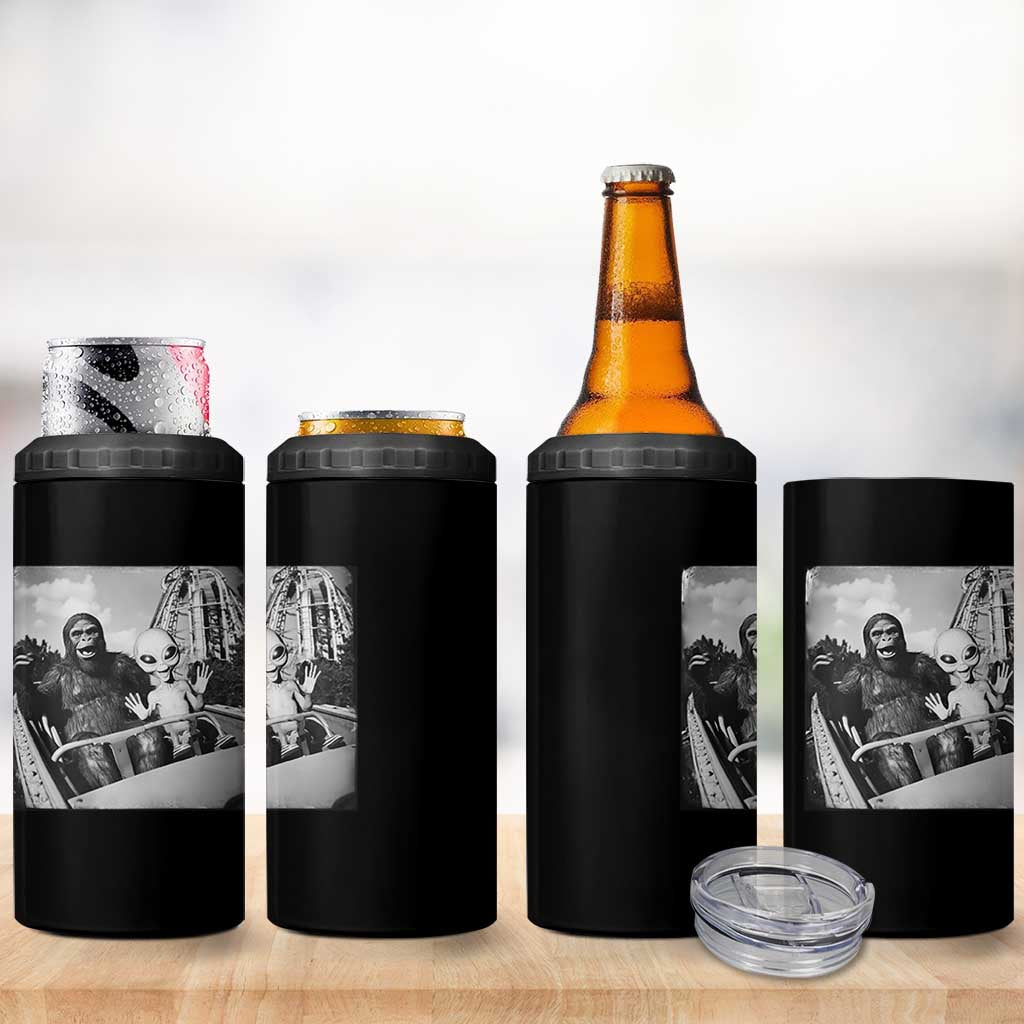Funny Bigfoot Alien 4 in 1 Can Cooler Tumbler Sasquatch UFO Coaster - Wonder Print Shop