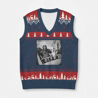 Funny Bigfoot Alien V-Neck Knit Sweater Vest Sasquatch UFO Coaster - Wonder Print Shop
