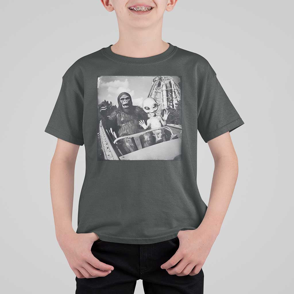 Funny Bigfoot Alien T Shirt For Kid Sasquatch UFO Coaster - Wonder Print Shop