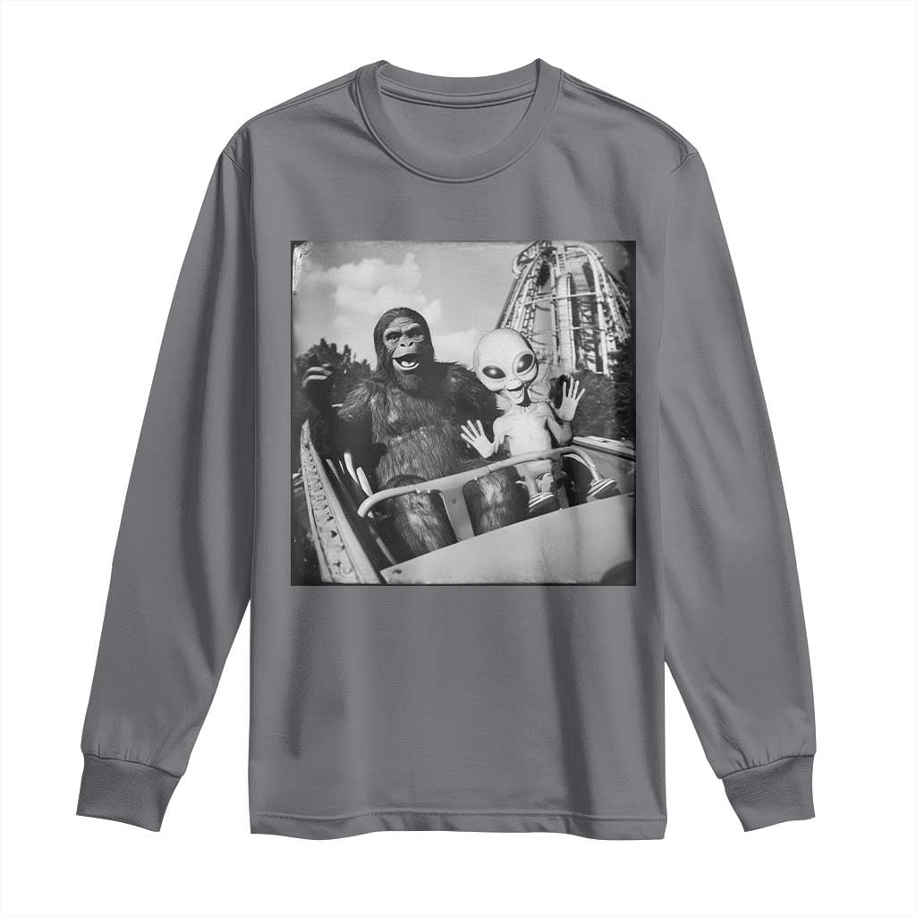 Funny Bigfoot Alien Long Sleeve Shirt Sasquatch UFO Coaster - Wonder Print Shop
