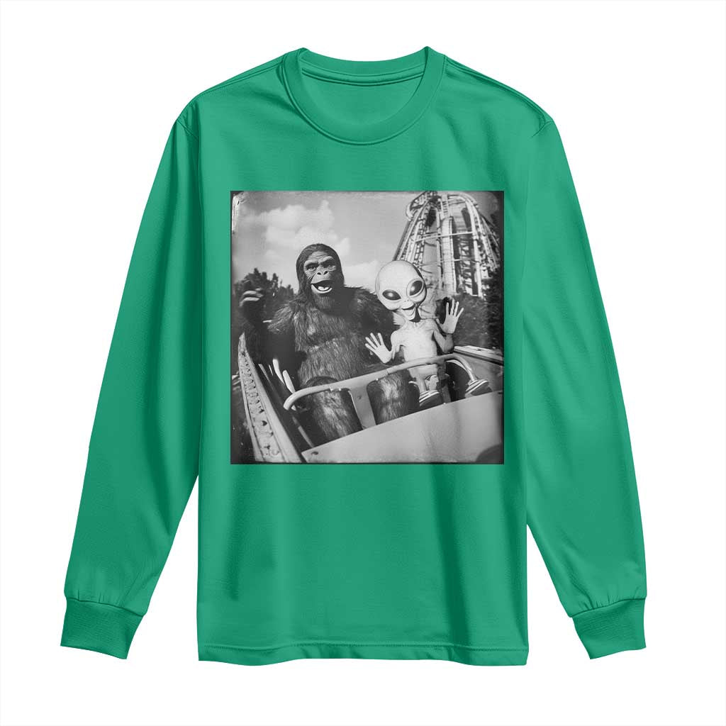 Funny Bigfoot Alien Long Sleeve Shirt Sasquatch UFO Coaster - Wonder Print Shop