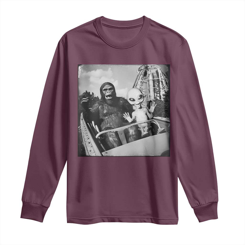 Funny Bigfoot Alien Long Sleeve Shirt Sasquatch UFO Coaster - Wonder Print Shop