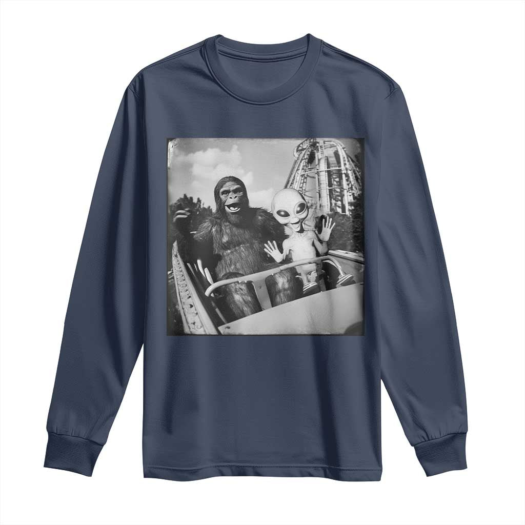 Funny Bigfoot Alien Long Sleeve Shirt Sasquatch UFO Coaster - Wonder Print Shop