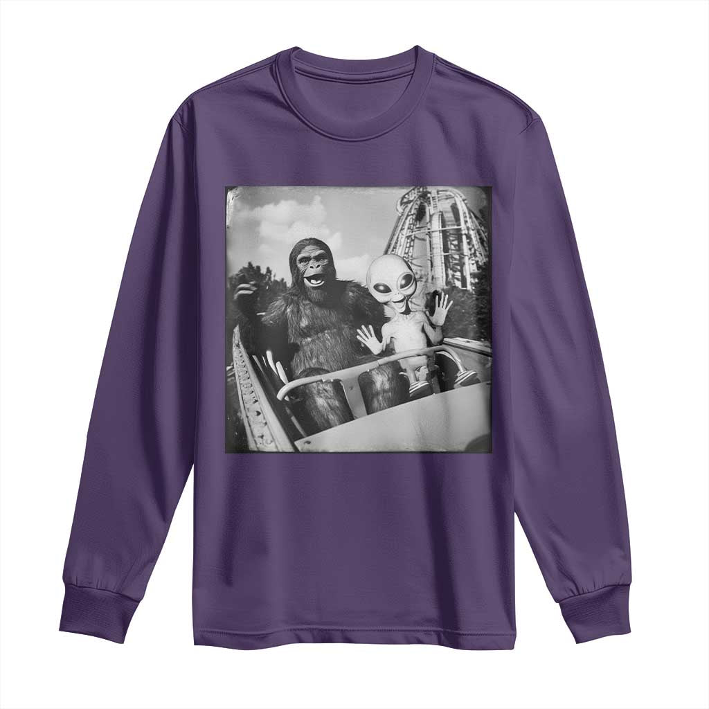 Funny Bigfoot Alien Long Sleeve Shirt Sasquatch UFO Coaster - Wonder Print Shop