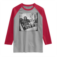 Funny Bigfoot Alien Raglan Shirt Sasquatch UFO Coaster - Wonder Print Shop
