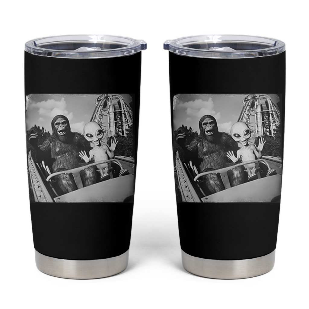 Funny Bigfoot Alien Tumbler Cup Sasquatch UFO Coaster - Wonder Print Shop