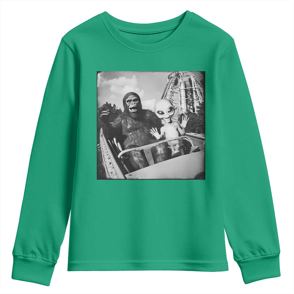 Funny Bigfoot Alien Youth Sweatshirt Sasquatch UFO Coaster - Wonder Print Shop