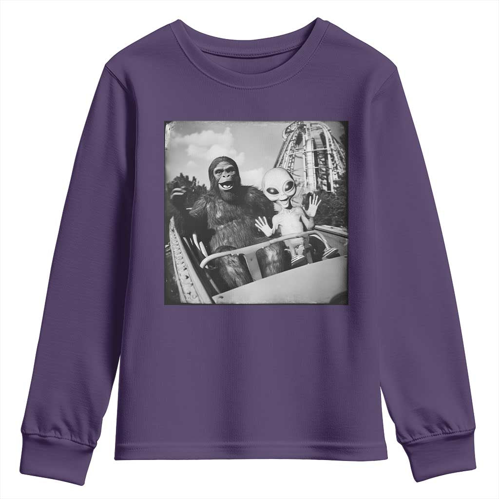 Funny Bigfoot Alien Youth Sweatshirt Sasquatch UFO Coaster - Wonder Print Shop