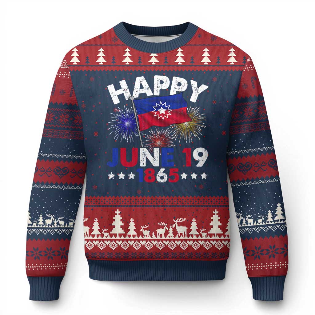 Juneteenth Flag Ugly Christmas Sweater Black Freedom Black History June 19 1865 - Wonder Print Shop