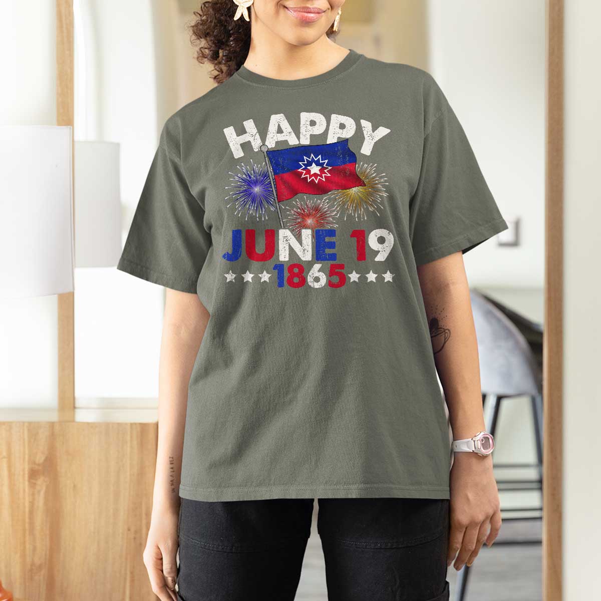 Juneteenth Flag T Shirt For Women Black Freedom Black History June 19 1865