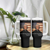 Funny 4th of July Tumbler With Handle Thomas Jefferson That's Due Tomorrow? - Wonder Print Shop