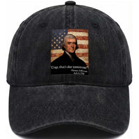 Funny 4th of July Washed Cotton Baseball Cap Thomas Jefferson That's Due Tomorrow?