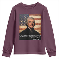 Funny 4th of July Youth Sweatshirt Thomas Jefferson That's Due Tomorrow? - Wonder Print Shop