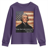 Funny 4th of July Youth Sweatshirt Thomas Jefferson That's Due Tomorrow? - Wonder Print Shop