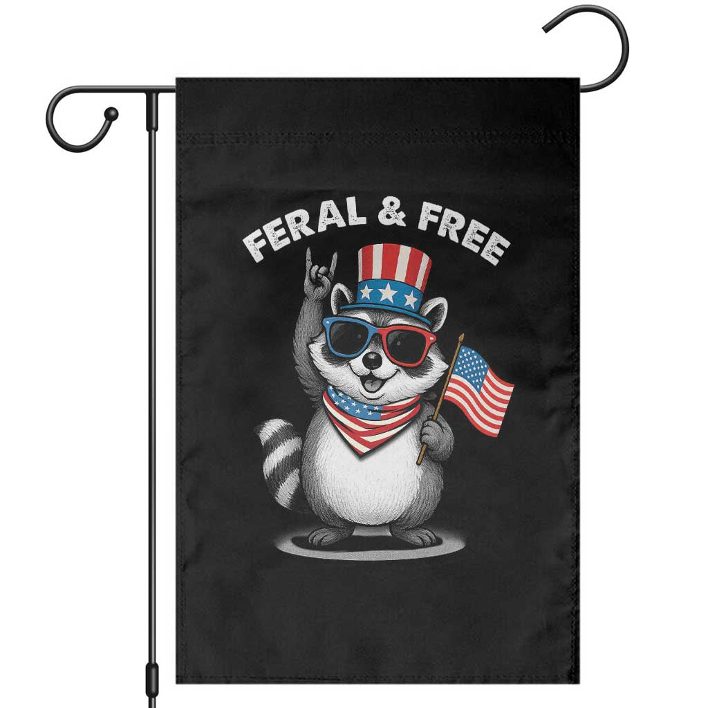 Funny Raccoon July 4th Garden Flag Patriotic Trash Panda Feral But Free - Wonder Print Shop
