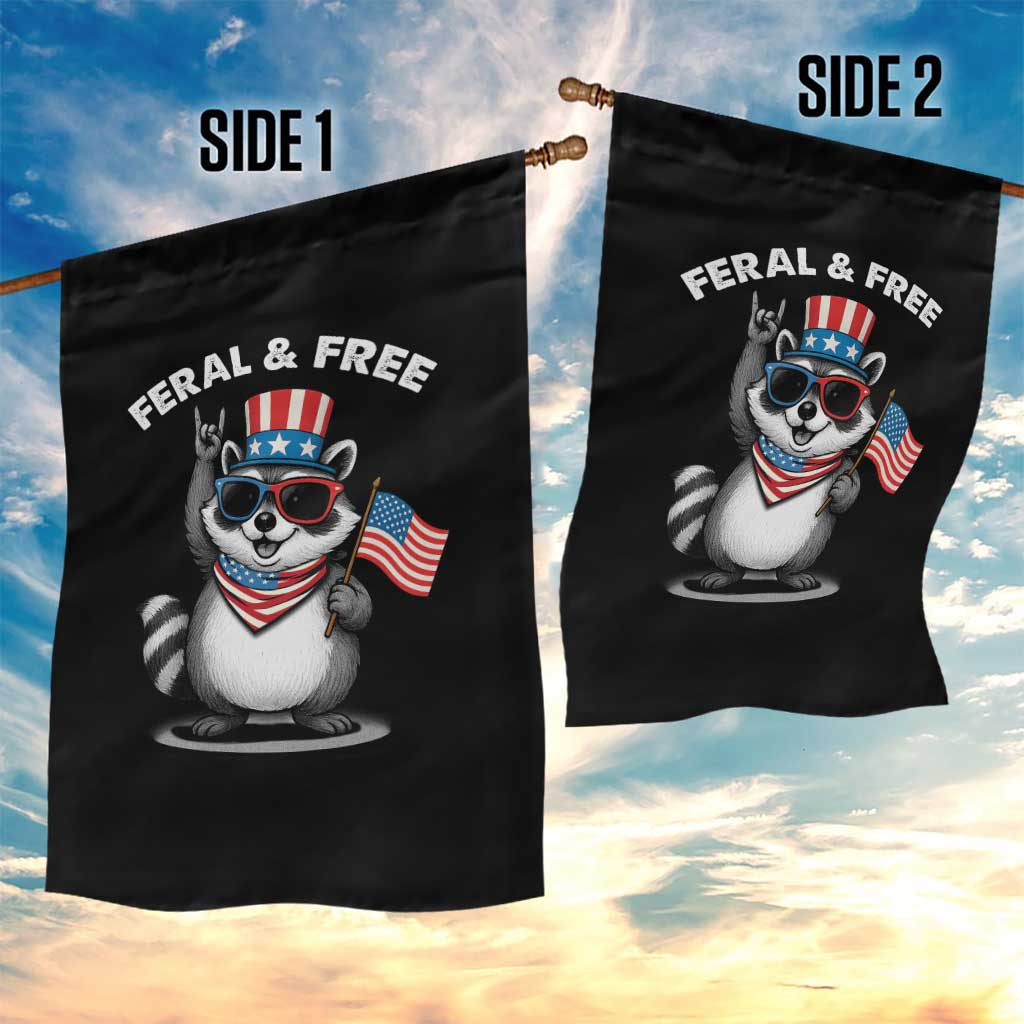 Funny Raccoon July 4th Garden Flag Patriotic Trash Panda Feral But Free - Wonder Print Shop
