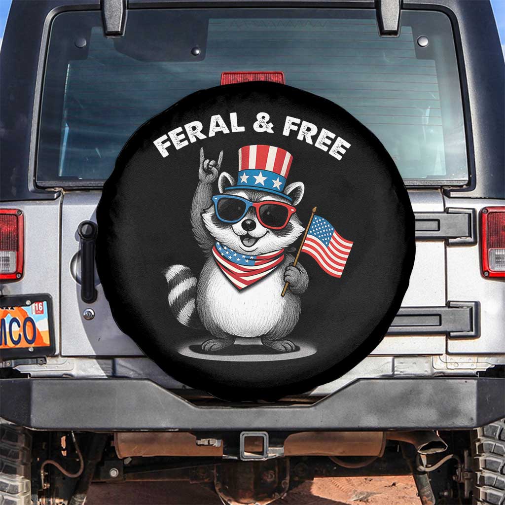 Funny Raccoon July 4th Spare Tire Cover Patriotic Trash Panda Feral But Free - Wonder Print Shop