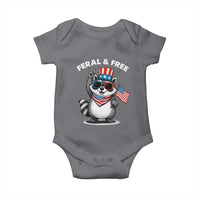 Funny Raccoon July 4th Baby Onesie Patriotic Trash Panda Feral But Free - Wonder Print Shop