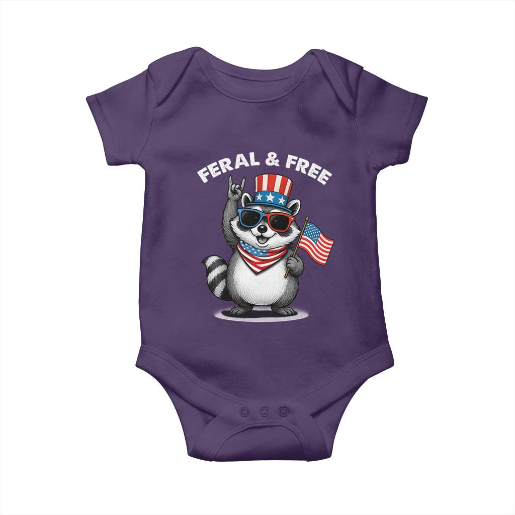 Funny Raccoon July 4th Baby Onesie Patriotic Trash Panda Feral But Free - Wonder Print Shop
