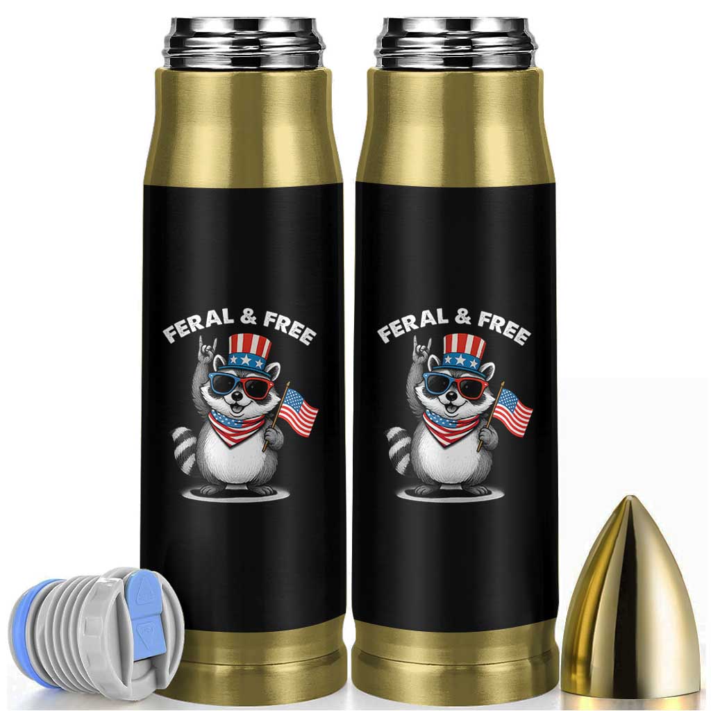 Funny Raccoon July 4th Bullet Tumbler Patriotic Trash Panda Feral But Free - Wonder Print Shop