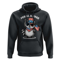Funny Raccoon July 4th Hoodie Patriotic Trash Panda Feral But Free - Wonder Print Shop