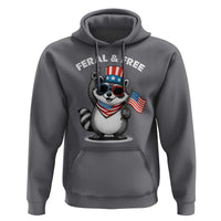 Funny Raccoon July 4th Hoodie Patriotic Trash Panda Feral But Free - Wonder Print Shop