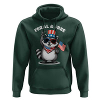 Funny Raccoon July 4th Hoodie Patriotic Trash Panda Feral But Free - Wonder Print Shop