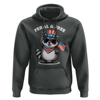 Funny Raccoon July 4th Hoodie Patriotic Trash Panda Feral But Free - Wonder Print Shop