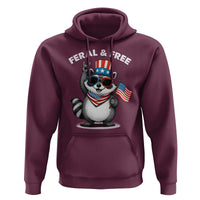 Funny Raccoon July 4th Hoodie Patriotic Trash Panda Feral But Free - Wonder Print Shop
