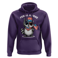 Funny Raccoon July 4th Hoodie Patriotic Trash Panda Feral But Free - Wonder Print Shop
