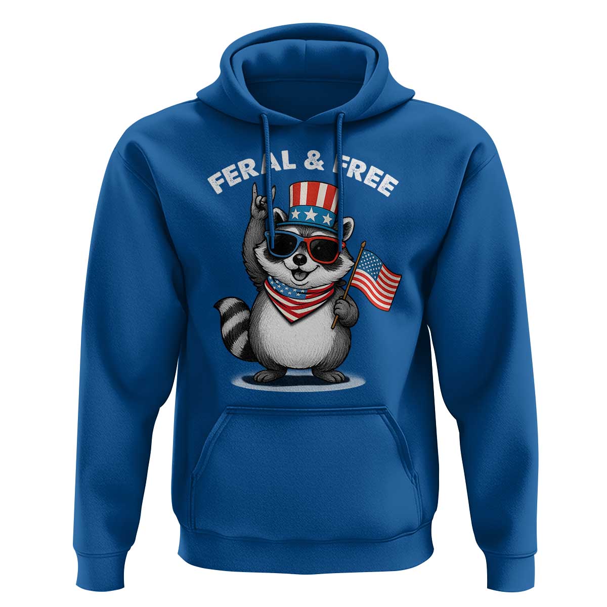 Funny Raccoon July 4th Hoodie Patriotic Trash Panda Feral But Free - Wonder Print Shop