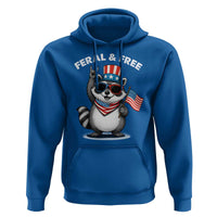 Funny Raccoon July 4th Hoodie Patriotic Trash Panda Feral But Free - Wonder Print Shop